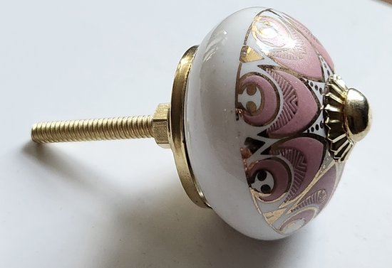 4 x Prachtige RiaD deurknop keramiek vintage baroque goud roze- met schroef voor kast - DIY - kastknop- Meubelknop - Deurknoppen voor kasten - Meubelbeslag - Deurknopjes - Meubelknoppen