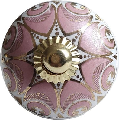 4 x Prachtige RiaD deurknop keramiek vintage baroque goud roze- met schroef voor kast - DIY - kastknop- Meubelknop - Deurknoppen voor kasten - Meubelbeslag - Deurknopjes - Meubelknoppen