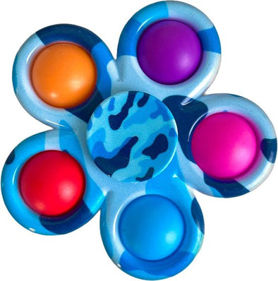 Pop it fidget spinner blauw camouflage