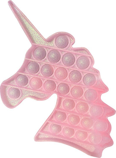 Pop-it Unicorn eenhoorn roze met zilveren gloed