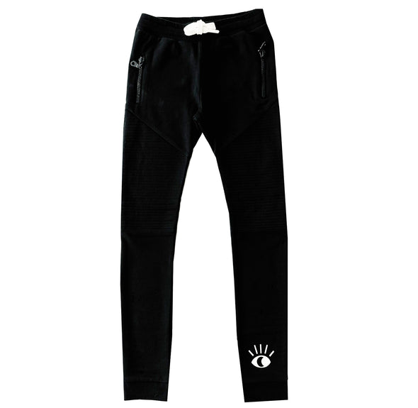 Bikerbroek van Moon Rebel in de kleur zwart. Unieke kinderkleding voor meisjes.